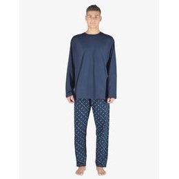 GINA pánské pyžamo dlouhé pánské, šité, s potiskem Pyžama 2023 79147P - lékořice tyrkysová