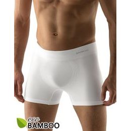 GINA pánské boxerky s delší nohavičkou, bezešvé, Eco Bamboo 54005P - bílá