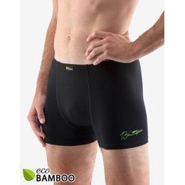 GINA pánské boxerky s kratší nohavičkou, kratší nohavička, šité, s potiskem Eco Bamboo 73124P - černá šedozelená