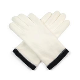 Kožíškové dvoubarevné rukavičky bílé