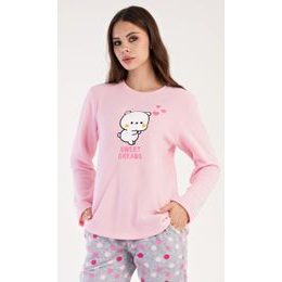 Dámské pyžamo dlouhé Kotě - světle růžová