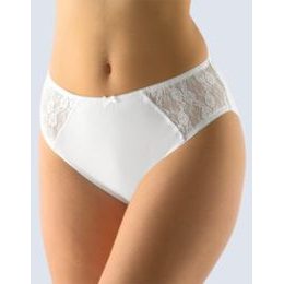 GINA dámské kalhotky klasické, širší bok, šité, s krajkou, jednobarevné 10152P - bílá