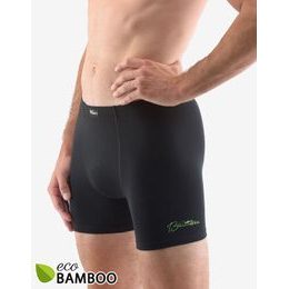 GINA pánské boxerky s delší nohavičkou, delší nohavička, šité, s potiskem Eco Bamboo 74158P - černá šedozelená