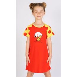 Dětská noční košile s krátkým rukávem Kuře - červená