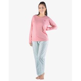 GINA dámské pyžamo dlouhé dámské, šité, s potiskem Pyžama 2023 19151P - starorůžová peprmint