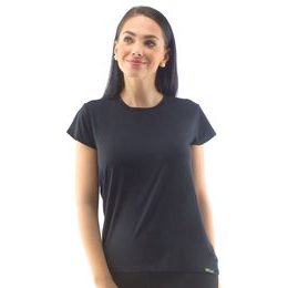 GINA dámské tričko s krátkým rukávem, krátký rukáv, šité, jednobarevné ECO Bamboo Sport 18045P - černá