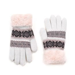 Béžové teplé rukavice se vzorem