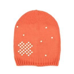 Čepice beanie zlaté nýtky oranžová