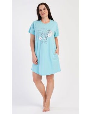 Dámské domácí šaty s krátkým rukávem Motýl - modrá