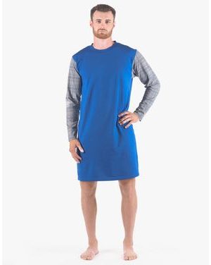 Pánské košile noční pánská dlouhý rukáv, šité, s potiskem 79179P - atlantic šedá