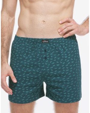 Pánské trenky volné, šité, s potiskem - petrolejová pampelišková