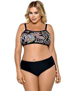 Dvoudílné plavky Doris s květy pro plnoštihlé