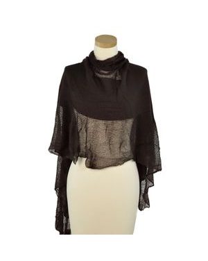 Dámský šál s krajkou tmavěhnědý