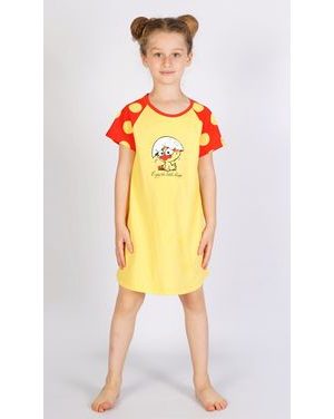 Dětská noční košile s krátkým rukávem Malé kuře - žlutá