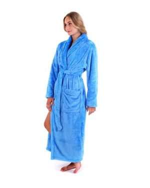 Unisex dlouhý hřejivý župan se šálovým límcem LILLY a JACK EXTRA středně modrá