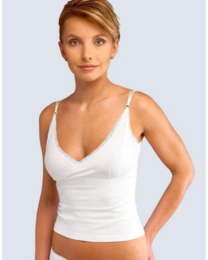 Dámská košilka, úzká ramínka, šité, s krajkou, jednobarevné Minerva 18995P - bílá