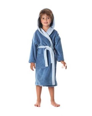 Dětský dlouhý župan s kapucí TAMPA duo modrá