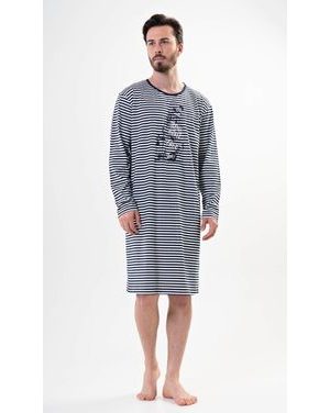 Pánská noční košile s dlouhým rukávem Plachetnice - tmavě modrá