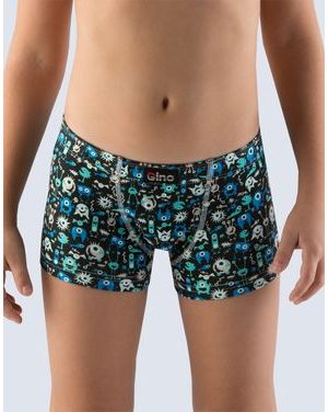 GINA dětské boxerky s delší nohavičkou chlapecké, delší nohavička, šité, s potiskem 23001P - černá atlantic