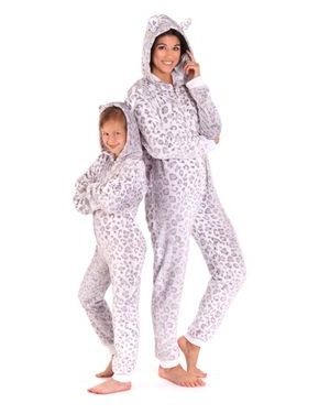 Dětský hebký overal s kapucí IRBIS leopardí vzor šedá