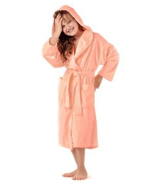 Dětský dlouhý savý župan s kapucí TAMPA lososová