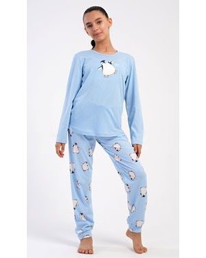 Dětské pyžamo dlouhé Tučňák - světle modrá