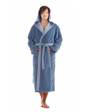 Unisex dlouhý savý župan s kapucí TAMPA duo denim