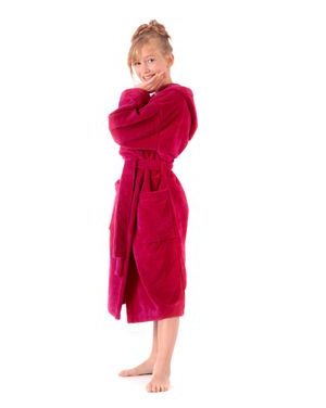 Dětský dlouhý savý župan s kapucí TAMPA malinová