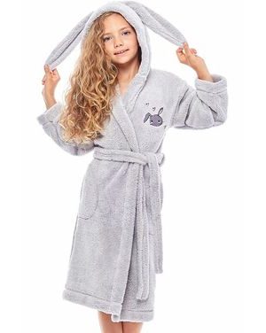 Dívčí župan s ušima Bunny šedý
