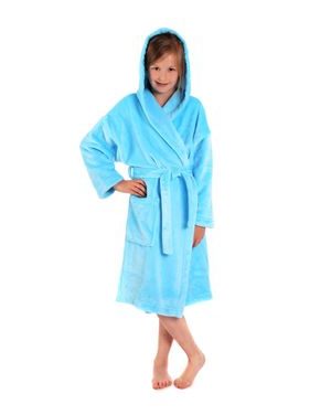 Dětský dlouhý hřejivý župan s kapucí SIENA tyrkysová