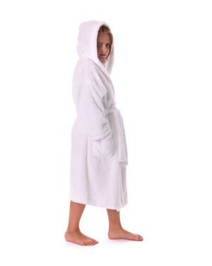 Dětský dlouhý župan s kapucí LILLY a JACK EXTRA bílá