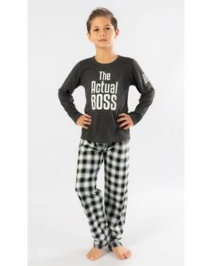 Dětské pyžamo dlouhé Actual boss - chlapecké - tmavě šedá