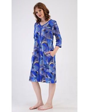 Dámské domácí šaty s tříčtvrtečním rukávem Eliza - modrá