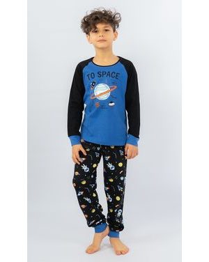 Dětské pyžamo dlouhé Vesmír - modrá
