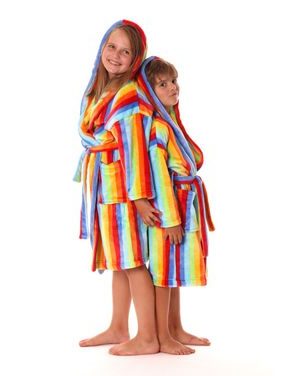 Dětský dlouhý župan s kapucí CAPRI duhová