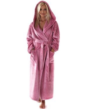 Dámský dlouhý hřejivý župan s kapucí SIENA starorůžová