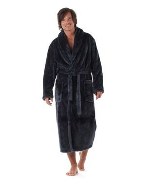 Pánský dlouhý hřejivý župan se šálovým límcem LILLY a JACK EXTRA antracitová