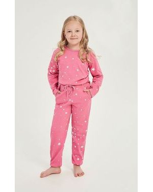 Zateplené dívčí pyžamo Erika růžové s hvězdičkami