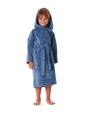 Dětský dlouhý savý župan s kapucí TAMPA denim