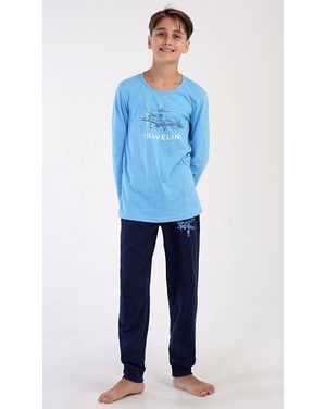 Dětské pyžamo dlouhé Letadlo - světle modrá