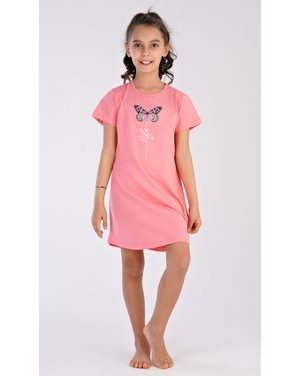 Dětská noční košile s krátkým rukávem Motýl - lososová