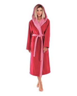 Dámský dlouhý savý župan s kapucí TAMPA duo malinová