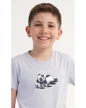 Dětské pyžamo šortky Malá panda - světle modrá