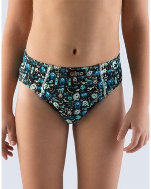 GINA dětské slipy chlapecké, širší bok, šité, s potiskem 21001P - černá atlantic