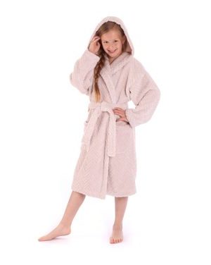 Dětský župan s kapucí Athena světle oříšková