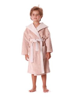 Dětský dlouhý župan s kapucí TAMPA duo oříšková