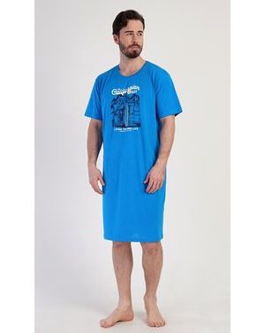 Pánská noční košile s krátkým rukávem California - modrá