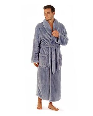 Pánský dlouhý hřejivý župan se šálovým límcem LILLY a JACK EXTRA modrošedá