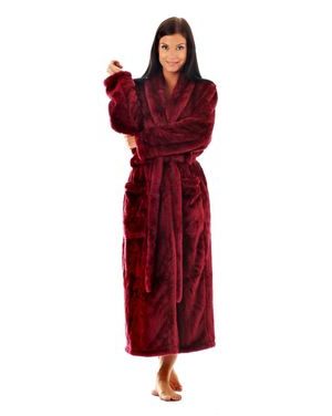 Dámský dlouhý hřejivý župan se šálovým límcem LILLY EXTRA vínová