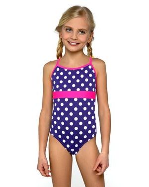 Plavky dívčí jednodílné Jolana bíle tečky